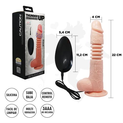 Dildo con sopapa, vibracion y funcion de empuje